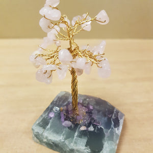 Rose Quartz Crystal Tree on Fluorite Rough Rock Base