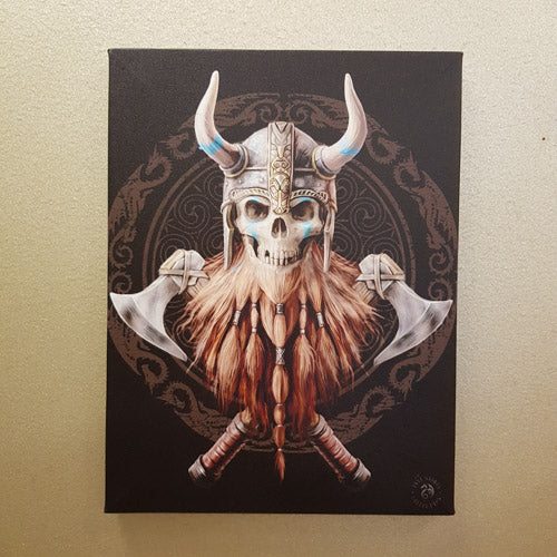 Viking Skull Canvas by Anne Stokes (approx. 25 x 19cm)