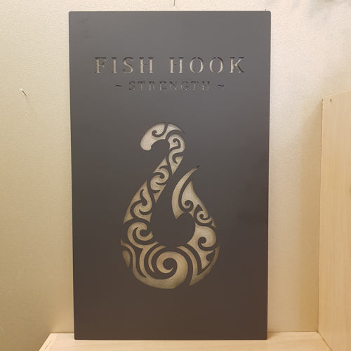 Fish Hook Strength Black Wall Art (metal. approx. 55x33cm)