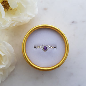 Amethyst Heart Faceted Ring