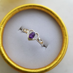 Amethyst Heart Faceted Ring