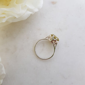 Lemon Topaz Round Claw Set Ring