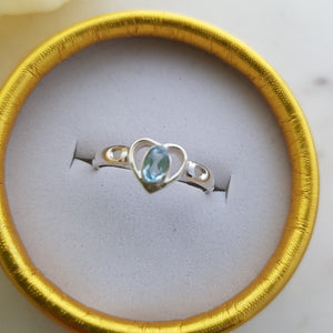 Blue Topaz Set In Sterling Silver Heart Ring