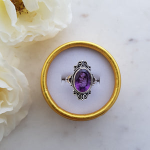 Amethyst Oval Faceted Ring