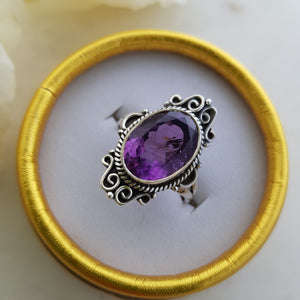 Amethyst Oval Faceted Ring