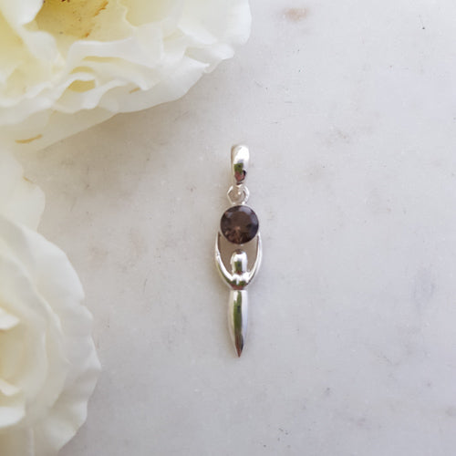 Smoky Topaz Goddess Pendant (sterling silver)