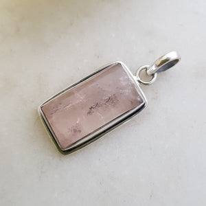 Rose Quartz Cabachon Rectangular Pendant