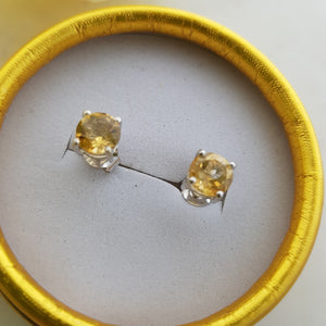 Citrine Claw Set Studs In Sterling Silver
