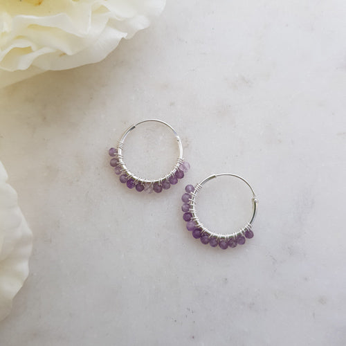 Amethyst Earrings Set On Sterling Silver Sleepers 2mm