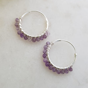 Amethyst Earrings Set On Sterling Silver Sleepers