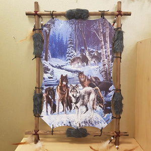 Wolf Pack in Bamboo Frame (approx 56x41cm)