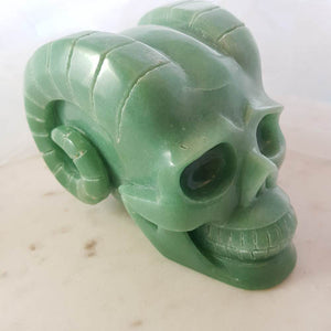Green Aventurine Horned Skull (approx. 10x14.4x8.5cm)