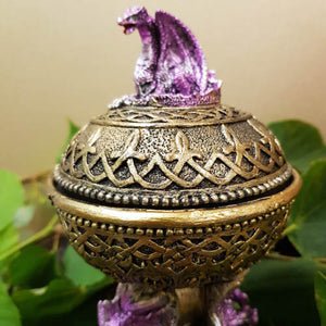 Purple Dragons With Dome Shaped Trinket Box (approx