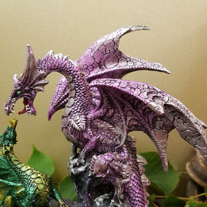 Purple and Green Dragons On Crystal Cave LED (approx 32X22X11.5CM)