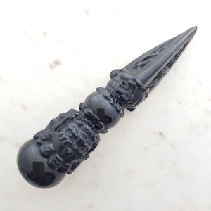 Black Obsidian Engraved Dagger (approx. 4.2x17.7x4.1cm)