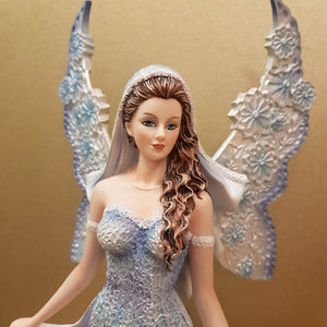 Wedding Fairy Holding Blue Gown (approx 40x21x14.5cm)
