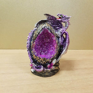 Purple Dragon On Crystal Egg LED (approx 12x8.5x7cm)