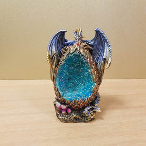 Blue Dragon On Crystal Egg LED (approx 12x8.5x7cm)