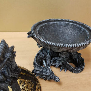 Black And Gold Dragon Dome Shaped Trinket Box (approx 16x12x10.5cm)