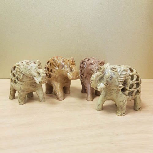 Soapstone Elephant with Calf Inside (assorted. approx. 7.5-8x4.5-5x10.5-11cm)