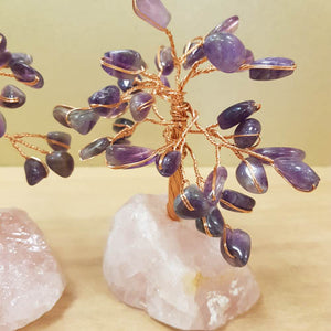 Amethyst Tree on Rose Quartz Rough Rock