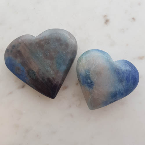 Triallite aka Trollite Heart. A combination of Lithium, Lepidolite, Blue Tourmaline & Lazulite (assorted. approx. 5.5-6.6x6-7.2x1.8-2.5cm)