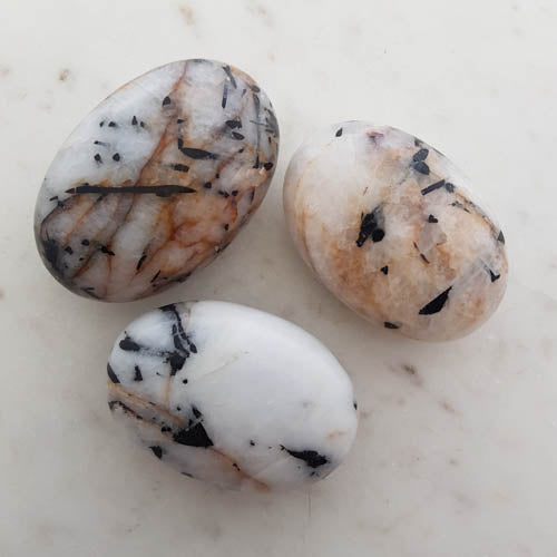 Tourmalinated Quartz Palm Stone (assorted. approx. 6-7.3x3.1-3.3x4.5-5cm)