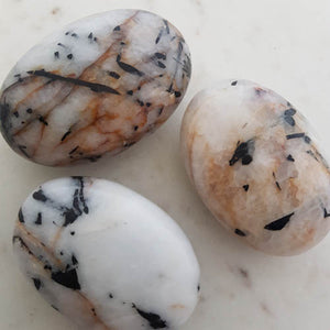 Tourmalinated Quartz Palm Stone 
