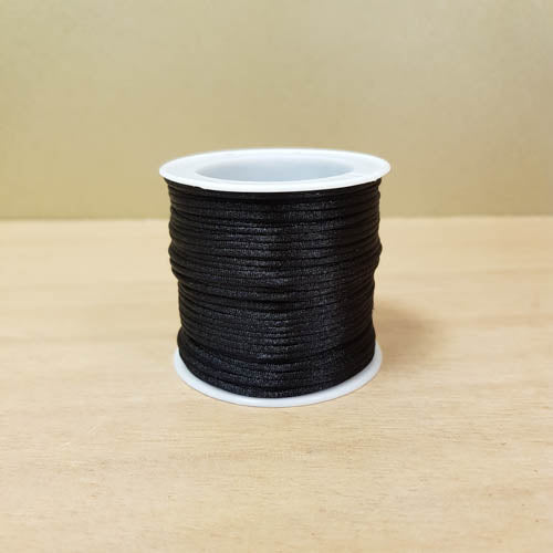 Black Rattail Satin Nylon Trim Cord for Crafting & Jewellery Making (approx. 1mm wide x 30m roll)