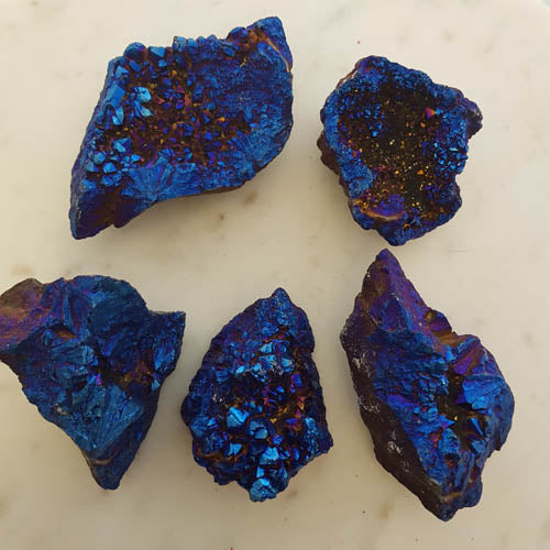 Cobalt Blue Quartz Cluster (lasered. assorted. approx. 3.7-6.2x2.3-3.9x2.4-4.5cm)