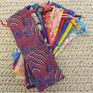 Colourful Silky Brocade Drawstring Pouch