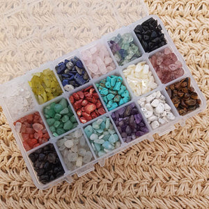 Mixed Crystal Chip Beads in Reusable Plastic Box (contains approx. 80 of 18 different types of beads. approx. 1440 beads in total)