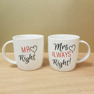 Mr & Mrs Mugs (box of 2 approx 11x9.8x9.8cm)