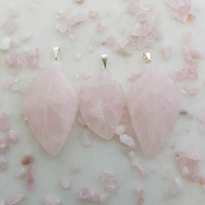 Rose Quartz Leaf Pendant