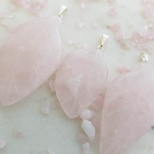 Rose Quartz Leaf Pendant