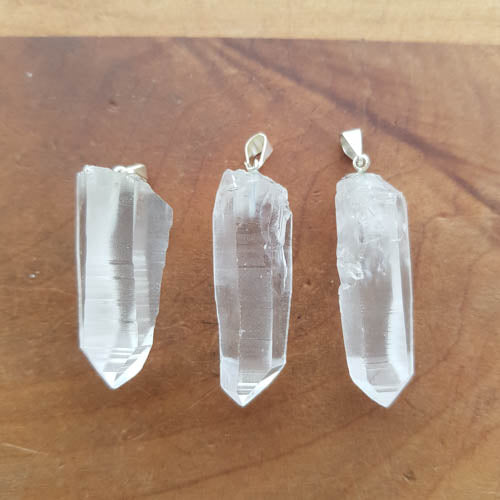 Lemurian Quartz Natural Point Pendant (assorted. silver metal bale)