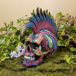 Multicoloured Skull With Mohawk (approx 20x18cm)