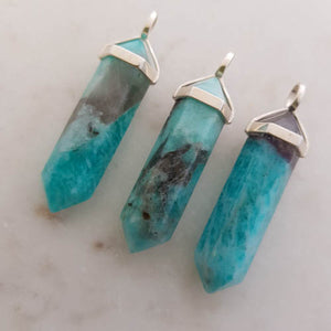 Amazonite Chunky Point Pendant (assorted. sterling silver)