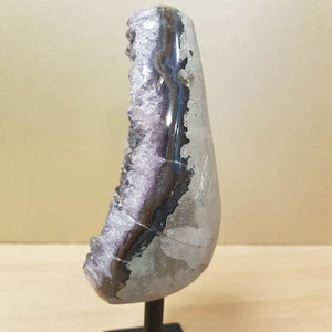 Amethyst Cluster on Metal Stand (approx. 12.8x6.2x6.9cm incl. stand 18.6x6.9x6.2cm)