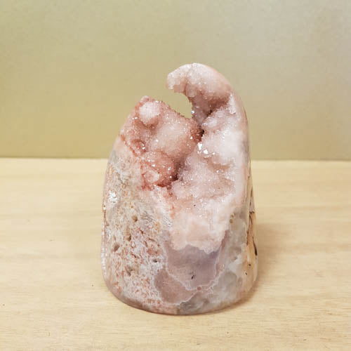 Pink Amethyst Druzy Free Form with Cut Base (approx. 8.8x7.5x7cm)