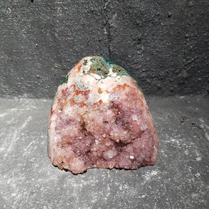 Pink Amethyst & Bloodstone Partially Polished Druzy Free Form (approx. 8.7x11.2x10cm)