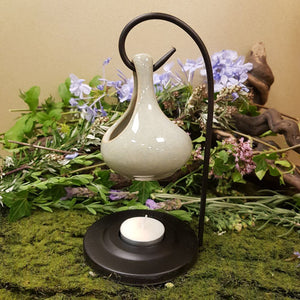 Sea Mist Teardrop Shape Hanging Oil Burner with Stand (approx 19x10x7cm)