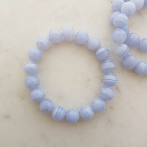 Blue Lace Agate Bracelet (assorted. approx. 10mm round beads)