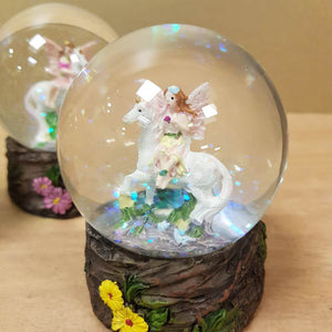 Fairy On Unicorn Glitter Globe (assorted. approx 8.5x6cm)