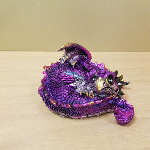 Purple Curled Up Dragon (approx 9.5x9x6cm