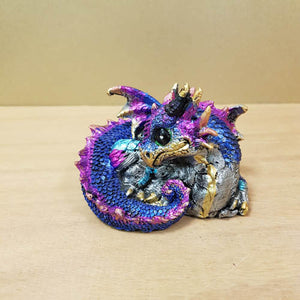 Multi Coloured Curled Up Dragon (approx 8x7x7cm)
