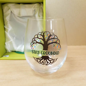 Tree Of Life Stay Grounded Stemless Glass (approx 13x10x10cm)