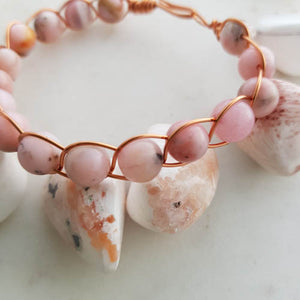 Pink Opal Copper Wrapped Bracelet