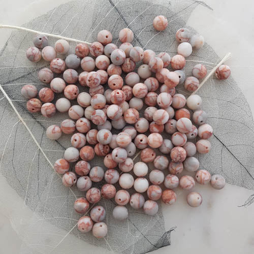Red Net Jasper Frosted Bead (assorted. round. approx. 8mm )