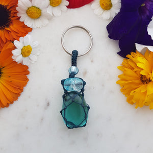 Aqua Obsidian (man made) Keyring (hand crafted in Aotearoa New Zealand)